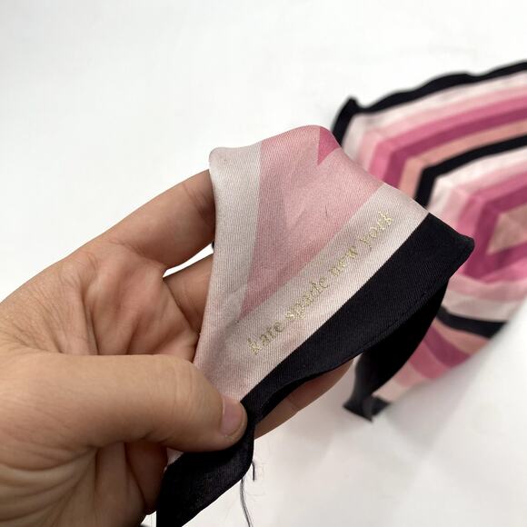 Kate Spade Pink Diamond Striped Silk Satin Scarf - Picture 6 of 6